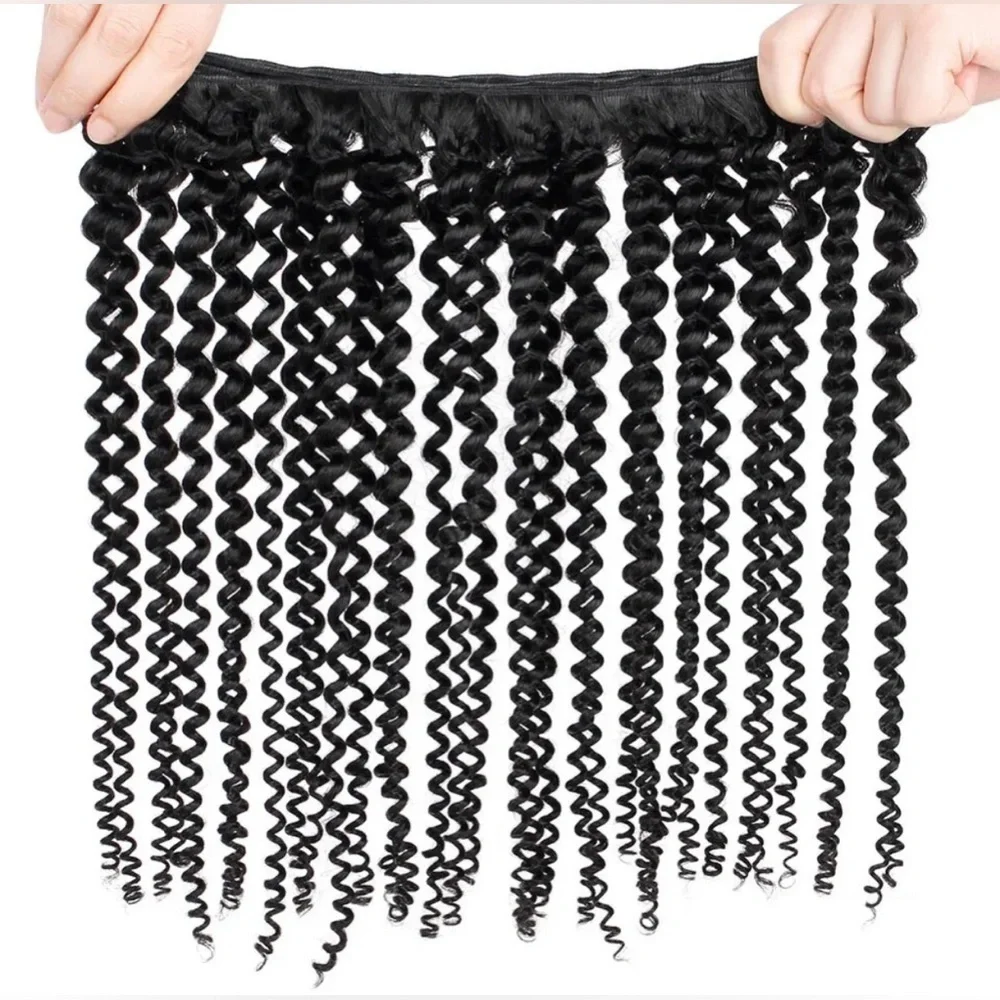 Yvonne 1B Kinky Curly Virgin Brazilian Hair – 3 Bundles (16”, 18”, 20”)